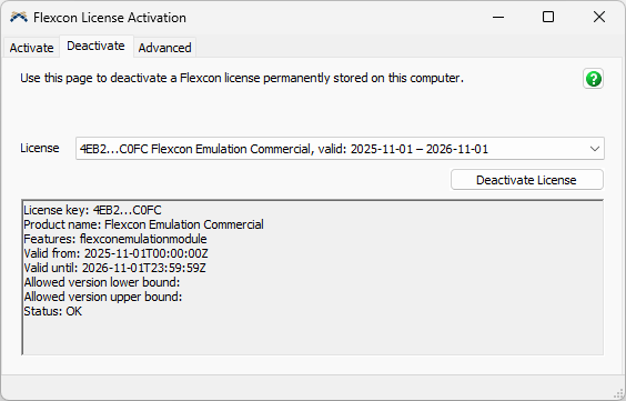 Flexcon License Deactivation